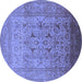 Round Machine Washable Oriental Blue Traditional Rug, wshurb866blu