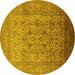Round Oriental Yellow Traditional Rug, urb866yw
