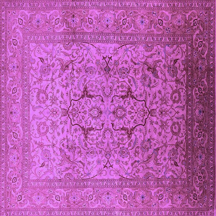 Square Machine Washable Oriental Purple Traditional Area Rugs, wshurb866pur