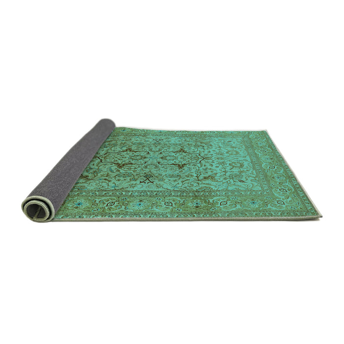 Sideview of Oriental Turquoise Traditional Rug, urb866turq