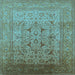Square Oriental Light Blue Traditional Rug, urb866lblu