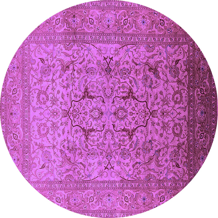 Round Oriental Purple Traditional Rug, urb866pur