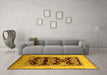 Machine Washable Oriental Yellow Traditional Rug in a Living Room, wshurb867yw