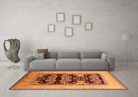 Machine Washable Oriental Orange Traditional Rug, wshurb867org