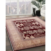 Mid-Century Modern Pastel Orange Oriental Rug, urb867