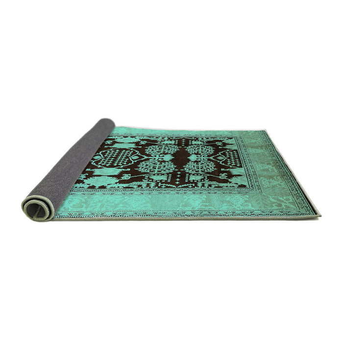 Sideview of Oriental Turquoise Traditional Rug, urb867turq