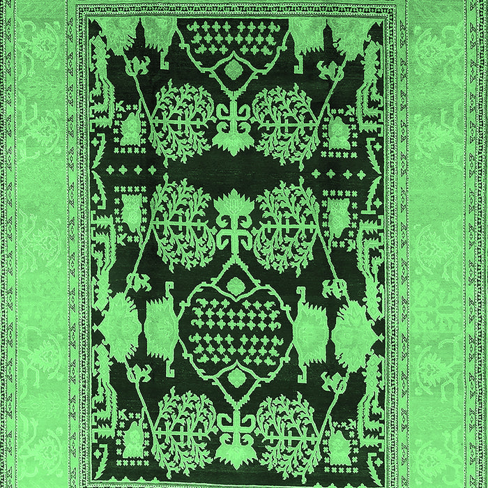 Machine Washable Oriental Emerald Green Traditional Area Rugs, wshurb867emgrn