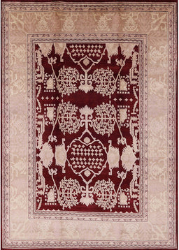 Mid-Century Modern Pastel Orange Oriental Rug, urb867