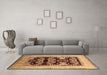 Machine Washable Oriental Brown Traditional Rug in a Living Room,, wshurb867brn