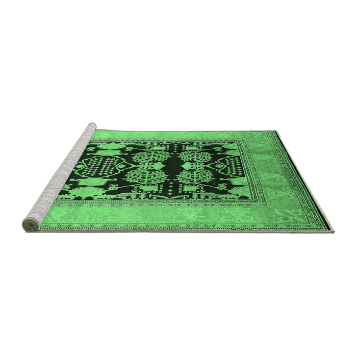 Sideview of Machine Washable Oriental Emerald Green Traditional Area Rugs, wshurb867emgrn