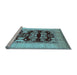 Sideview of Machine Washable Oriental Light Blue Traditional Rug, wshurb867lblu