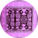 Round Machine Washable Oriental Purple Traditional Area Rugs, wshurb867pur