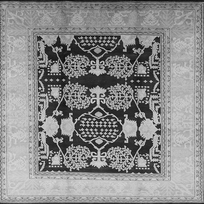 Square Machine Washable Oriental Gray Traditional Rug, wshurb867gry