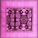 Square Machine Washable Oriental Pink Traditional Rug, wshurb867pnk