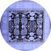 Round Oriental Blue Traditional Rug, urb867blu