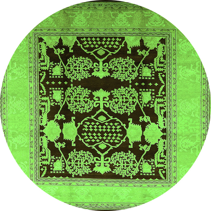Round Oriental Green Traditional Rug, urb867grn
