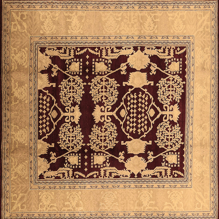 Square Machine Washable Oriental Brown Traditional Rug, wshurb867brn