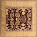 Square Machine Washable Oriental Brown Traditional Rug, wshurb867brn