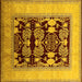 Square Oriental Yellow Traditional Rug, urb867yw