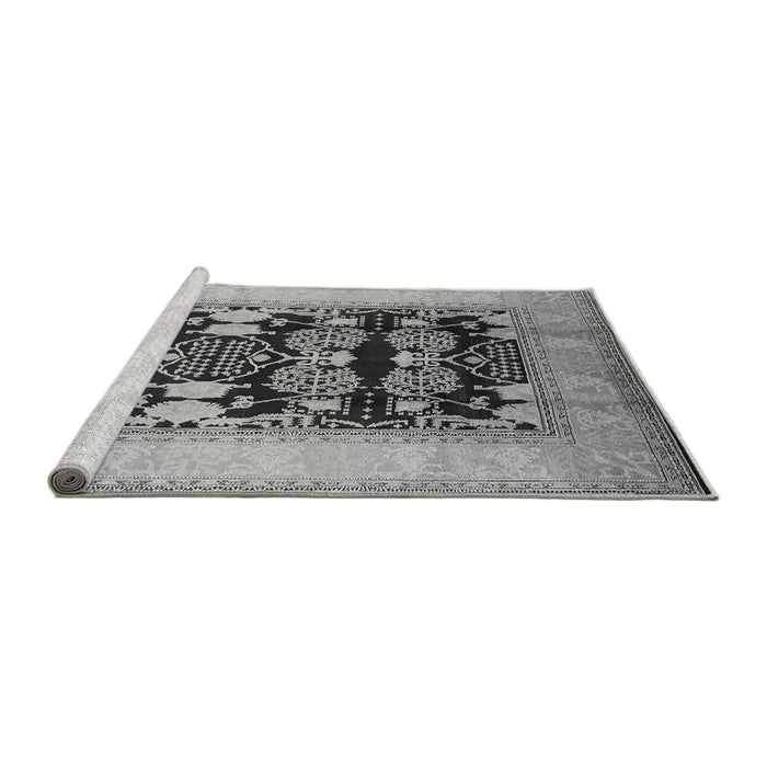 Sideview of Machine Washable Oriental Gray Traditional Rug, wshurb867gry