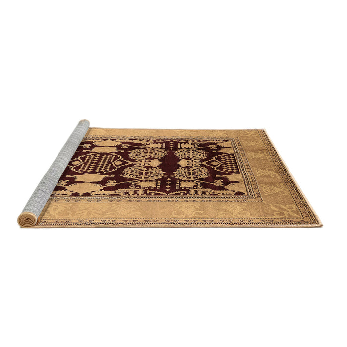 Sideview of Machine Washable Oriental Brown Traditional Rug, wshurb867brn