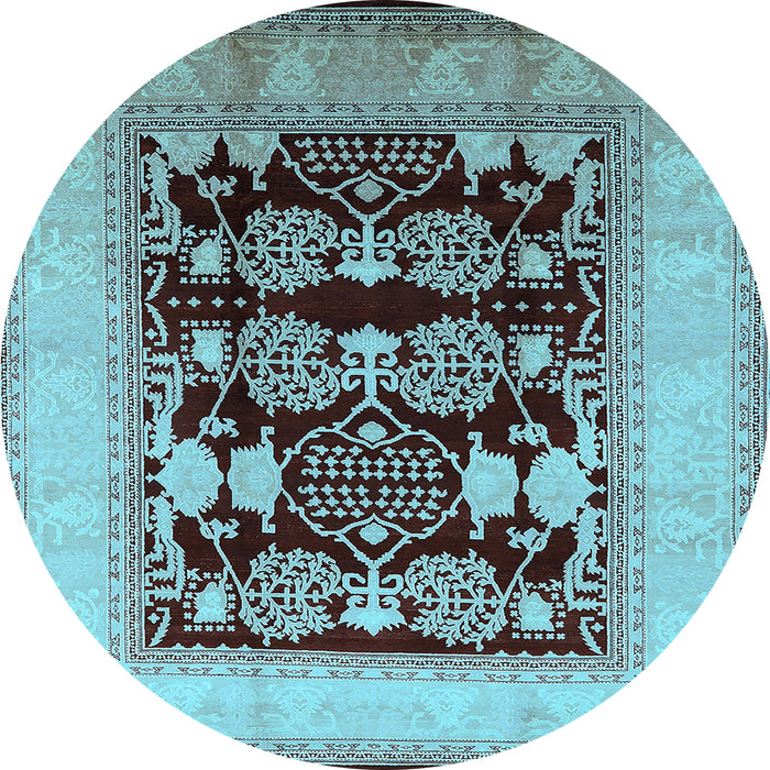 Round Oriental Light Blue Traditional Rug, urb867lblu