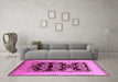 Machine Washable Oriental Pink Traditional Rug in a Living Room, wshurb867pnk