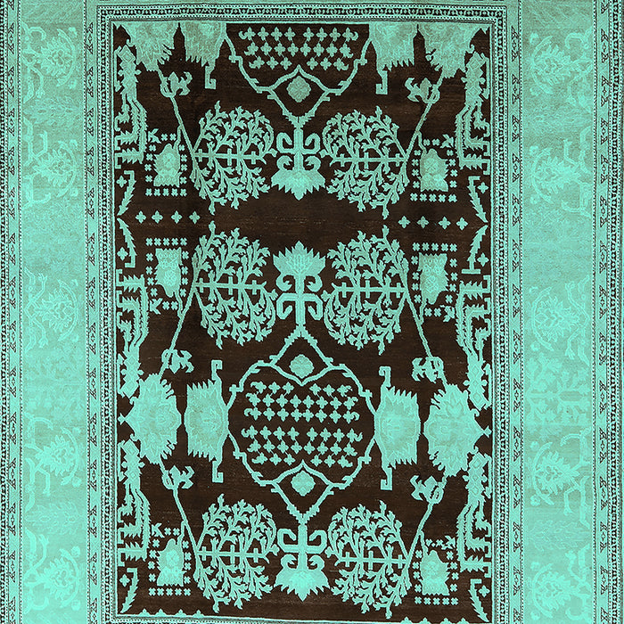 Machine Washable Oriental Turquoise Traditional Area Rugs, wshurb867turq