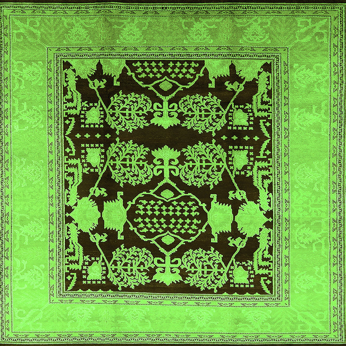 Square Oriental Green Traditional Rug, urb867grn