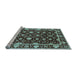 Sideview of Machine Washable Oriental Light Blue Traditional Rug, wshurb868lblu