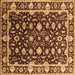 Square Machine Washable Oriental Brown Traditional Rug, wshurb868brn