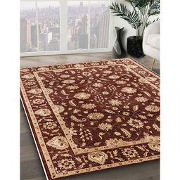 Mid-Century Modern Brown Sand Brown Oriental Rug in Family Room, urb868