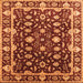 Square Machine Washable Oriental Orange Traditional Area Rugs, wshurb868org