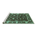 Sideview of Machine Washable Oriental Turquoise Traditional Area Rugs, wshurb868turq