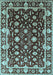 Machine Washable Oriental Light Blue Traditional Rug, wshurb868lblu