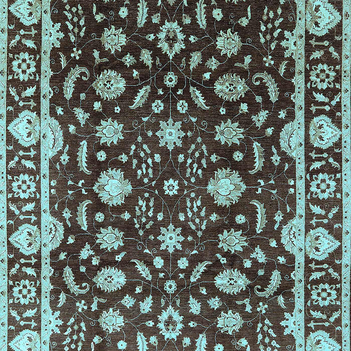 Machine Washable Oriental Light Blue Traditional Rug, wshurb868lblu