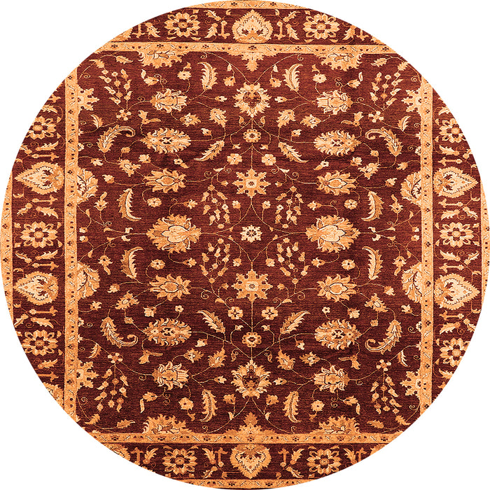 Round Oriental Orange Traditional Rug, urb868org