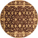 Round Oriental Brown Traditional Rug, urb868brn