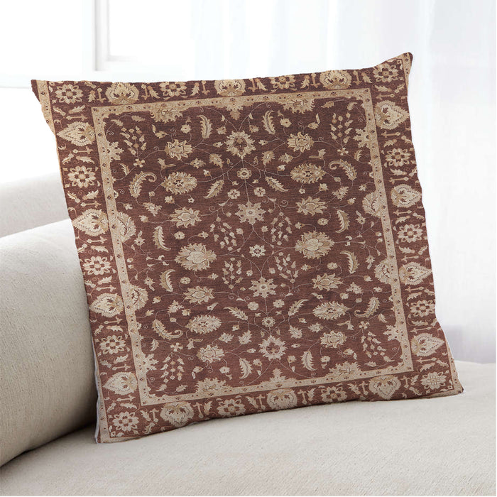 Lifestyle Image of Mid-Century Modern Urban Square Brown Sand Brown Throw Pillow, 18 inch by 18 inch, pwurb868