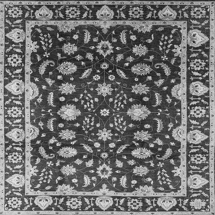 Square Machine Washable Oriental Gray Traditional Rug, wshurb868gry