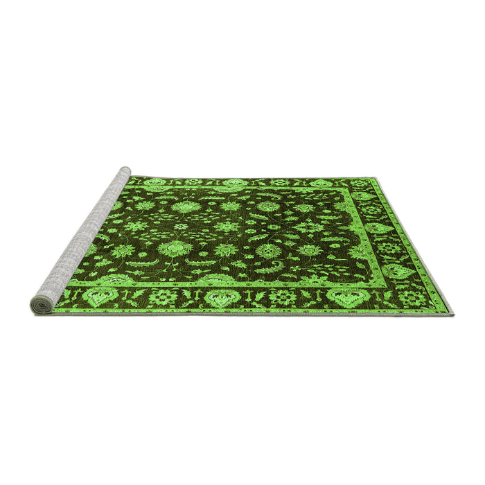 Sideview of Machine Washable Oriental Green Traditional Area Rugs, wshurb868grn