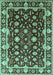 Machine Washable Oriental Turquoise Traditional Area Rugs, wshurb868turq