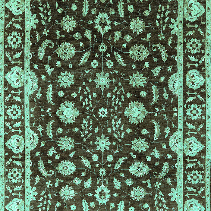 Machine Washable Oriental Turquoise Traditional Area Rugs, wshurb868turq