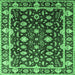 Square Oriental Emerald Green Traditional Rug, urb868emgrn