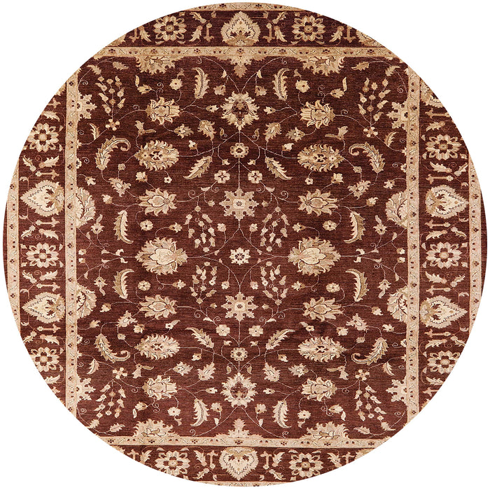Round Mid-Century Modern Brown Sand Brown Oriental Rug, urb868