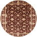 Round Mid-Century Modern Brown Sand Brown Oriental Rug, urb868