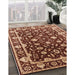 Mid-Century Modern Brown Sand Brown Oriental Rug in Family Room, urb868