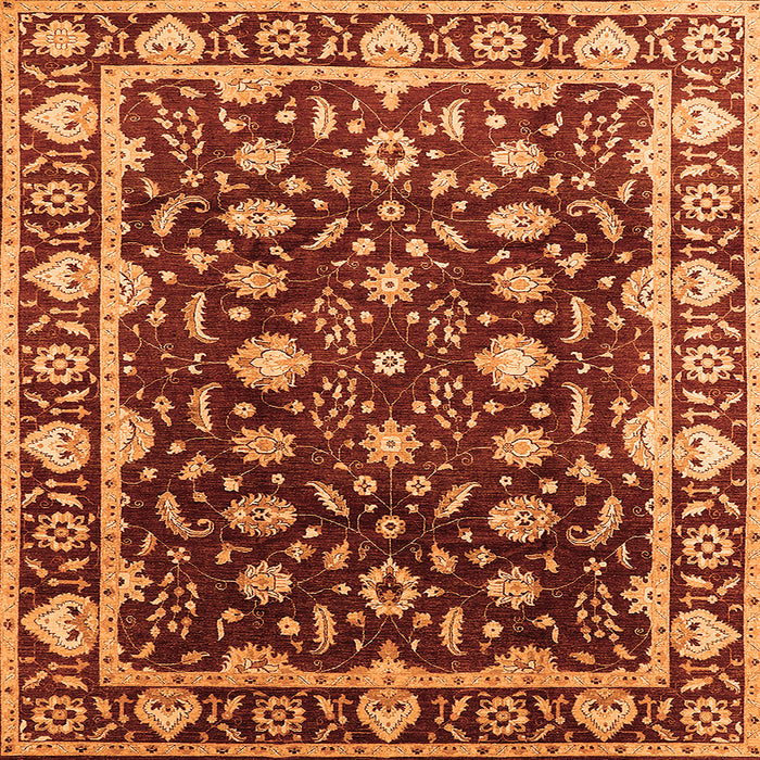 Square Oriental Orange Traditional Rug, urb868org