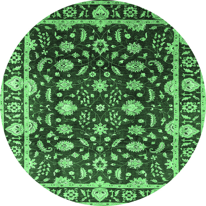 Round Oriental Emerald Green Traditional Rug, urb868emgrn