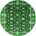 Round Oriental Emerald Green Traditional Rug, urb868emgrn